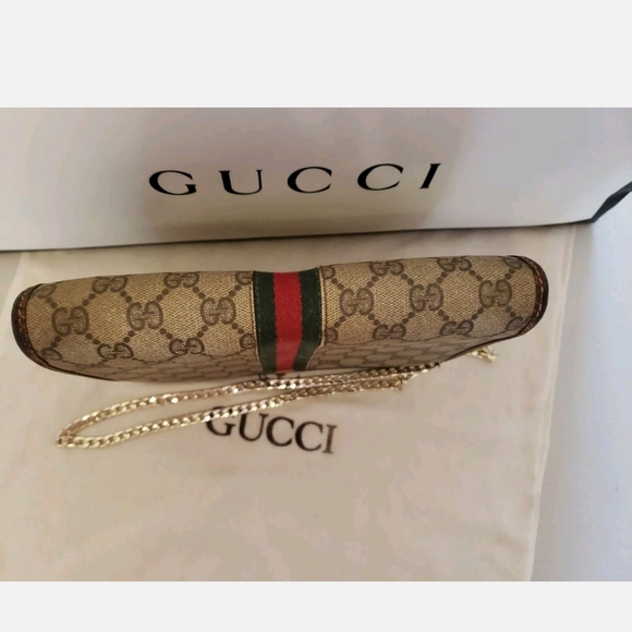 Vintage GUCCI flap saddle shoulder clutch bag GG MONOGRAM - Picture 5 of 8